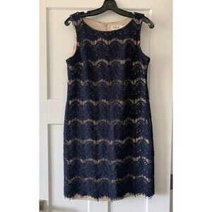 Eliza J Navy A-Line Lace Dress Sleeveless Size 10